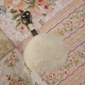 Cream Faux Fur Pom Pom Keychain